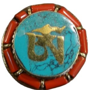 Colgante de turquesa con temática religiosa, de aleación de cobre bañado en plata, budista tibetano - Product Image 6