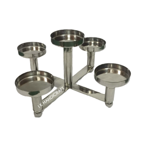 Nouvel arrivage Chandelier à 5 bras en acier inoxydable Lanternes de pilier conique en métal brillant uniques pour les fêtes de Noël-Commande en gros - Product Image 1