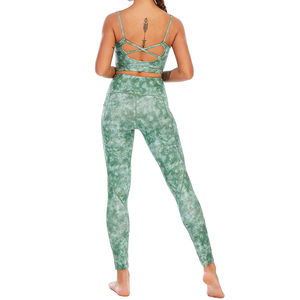High Waist 2-Piece Workout Yoga Set for Women Sports Bra Gym Tops with Fitness <b>Leggings</b> Breathable Solid <b>Pattern</b> Price - Product Image 5