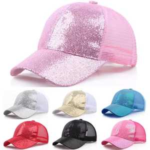 Unisex <b>Sequin</b> <b>Mesh</b> Baseball Cap Adjustable Breathable Fashion Hat for Spring Summer Casual Wear - Product Image 1
