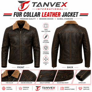Veste en cuir véritable marron pour homme TANVEX, style motard, col montant, double poche, poches zippées, hiver - Product Image 4