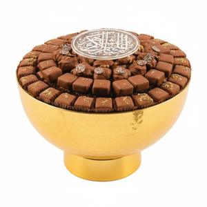 Bol à chocolat décoratif en métal doré poli, forme ronde martelée, qualité supérieure, pour les fêtes de mariage. - Product Image 1