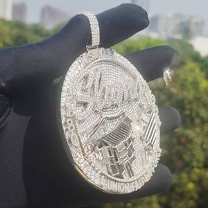 <b>Custom</b> <b>Name</b> Iced Lab Created Moissanite Round Hip Hop Medallion Charm Pendant <b>Necklace</b> for Party Gift-Hindu Style - Product Image 6