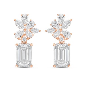 8 Carat Simulated Diamond <b>Emerald</b> Round Pear Mixed Cut <b>Stud</b> & Dangle Earrings 18K Gold Plating Luxury Modern Geometric Design - Product Image 2