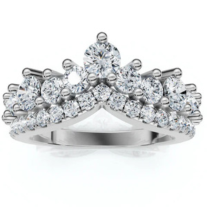 แหวนแต่งงานทรงมงกุฎประดับเพชรเพาะเลี้ยงทรงกลม ทอง 10K 14K 18K เงิน 925 935 เครื่องประดับสำหรับงานหมั้น งานครบรอบ และงานแต่งงาน - Product Image 3