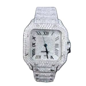 Arctic Monarch <b>Mens</b> Luxury Square Alloy Quartz Business Wristwatch Featuring Brilliant Moissanite Diamond Accents Bold Iced - Product Image 1