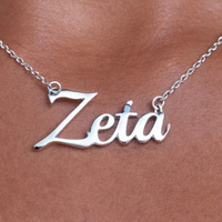 Collier Prénom Zeta Minimaliste Pendentif Script Chaîne Or Argent Personnalisé Bijou Sororité Grecque Cadeau Élégant Usage Quotidien