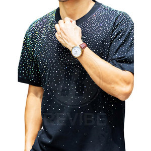 เสื้อยืดคอกลมประดับเพชรพลอยทรงใหม่สั่งทำพิเศษผ้าฝ้าย 100% คุณภาพสูงไซส์ใหญ่ยอดนิยม REVIBE INDUSTRY ระบายอากาศได้ดีสำหรับผู้ชาย - Product Image 3
