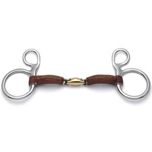Baucher Snaffle cuero cubierto 2024 brocas de acero inoxidable occidental de alta calidad con logotipo personalizado productos para caballos - Product Image 1
