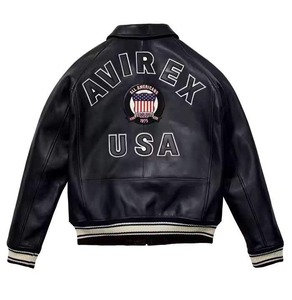 Chaqueta de Cuero Avirex de Primera Calidad, Piel de Cordero Genuina, Cuero Suave, Parches Personalizados, Estilo Retro, Chaqueta Avirex para Hombre - Product Image 2