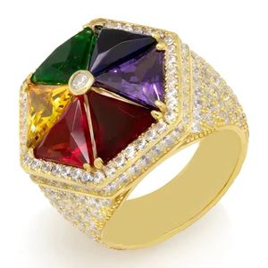 Anillo de cóctel multicolor de plata de ley 925 chapado en plata con moissanita cultivada en laboratorio, joyería de lujo con incrustaciones de circonitas para mujer - Product Image 2