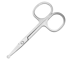 Tijeras para Vello Nasal de Acero Inoxidable con Punta Curva Plateada para Diestros, para el Cuidado de las Cejas, Modelo UBI 9100107 - Product Image 1