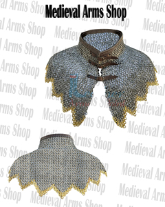 Handmade Medieval Mild Steel Chainmail Zig Zag Collar <b>Flat</b> Riveted Gorget Leather Buckle Neck Shoulder Armor for Reenactment SCA - Product Image 5