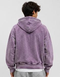 Sweat à capuche unisexe zippé, décontracté, coupe classique, en molleton bouclette lavé et respirant, anti-boulochage, couleur unie, style hiver - Product Image 4