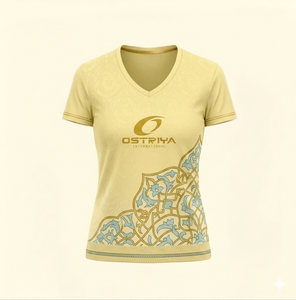 T-shirt respirant à manches courtes pour femme, col en V, logo personnalisé imprimé, technique de détection par aiguille, polyester/coton, pour adulte - Product Image 1