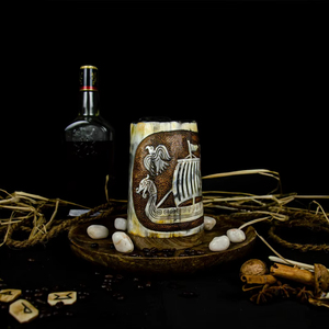 Mug viking authentique en corne de bœuf, fait main, personnalisé et gravé, mug à bière rustique médiéval en corne, cadeau pour homme - Product Image 6