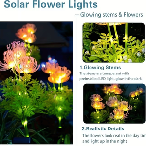 Lanterna Solare Rossa con Steli di Fiori Luminosi, Luce LED Impermeabile, Pannelli Solari Migliorati per Decorazione Esterna di Giardini e Cortili - Product Image 3