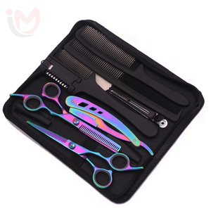 Hair Scissors Thinning Shears <b>Razor</b> Comb <b>Set</b> Stainless Steel Professional Barber Salon Tool High Quality Customized Color - Product Image 4