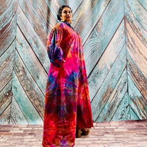 Robe Kimono de Soirée à Paillettes, Manches Longues, Broderie Main, Volants en Dentelle, en Viscose/Coton, Style Bandeau, 1 Pièce - Product Image 5
