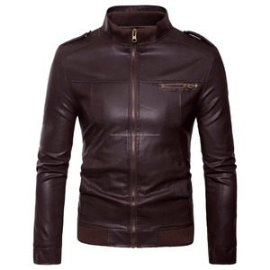 Printemps automne hommes veste en cuir PU veste mode Slim Fit col montant motos vêtements d'extérieur Moto Biker veste en cuir pour hommes - Product Image 5