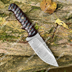 Cuchillo de Caza EDC de Hoja Fija de Acero de Damasco de Alto Rendimiento, Soporte OEM/ODM, Cuchillo para Camping y Pesca con Funda de Cuero DIY - Product Image 2