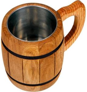 Jarra de Cerveza de Madera Estilo Barril, con Inserto de Acero Inoxidable, Hecha a Mano, Rústica, para Pub o Restaurante, con Logotipo Personalizado - Product Image 1