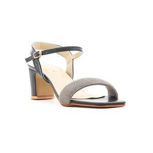 Sandale à talon fantaisie noire FN5431 - Product Image 2