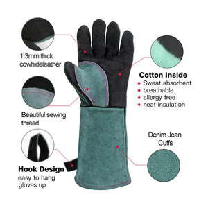 Gants de soudure résistants au feu, en cuir de vachette pleine fleur, pour travaux de construction, longueur 14 pouces, vente promotionnelle - Product Image 3