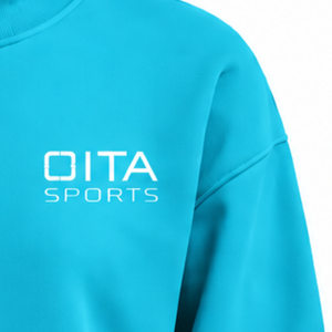 Sudadera de cuello alto azul turquesa para mujer, personalizada con estampado frontal, manga larga, estilo oversize, forro polar, informal, para invierno - Product Image 5