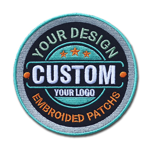 Custom Embroidered <b>Patch</b> Circle <b>Sew</b>-<b>On</b> Woven Fabric Design Your Logo Decorative Cloth <b>Patches</b> - Product Image 1