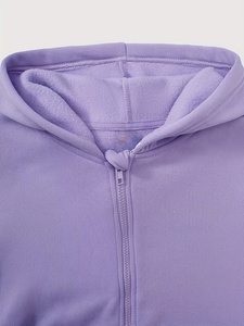 Sudadera con Capucha Personalizada para Mujer, con Cierre, Color Sólido, Tejido de Algodón, Estilo Casual Otoñal, Largo Regular, Manga Larga, Transpirable - Product Image 3