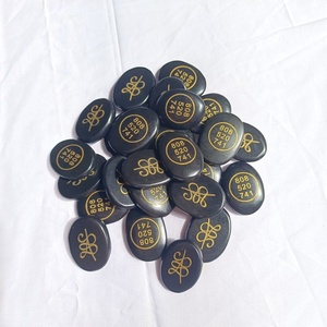 Turmalina Negra, Símbolo Zibu, Grabado Tallado a Mano, Forma Ovalada, Piedra Curativa, Amuleto de la Suerte - Product Image 5