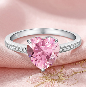 New Arrival Solid <b>925</b> Sterling <b>Silver</b> Rhodium Plated Pink Kunzite 8mm Heart Brilliant Cut Gemstone Prong Setting Third Party - Product Image 1