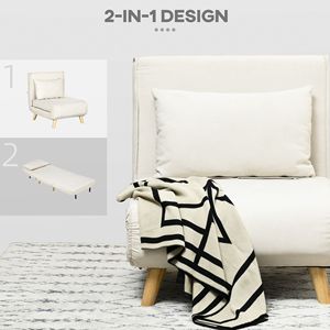 "2-in-1 <b>Convertible</b> <b>Sofa</b> <b>Bed</b> with Adjustable Backrest & Storage Beige" - Product Image 6