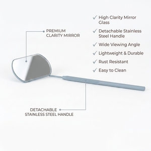 Wide View Rectangle Eyelash Mirror Professional Lash Extension Inspection Mirror Stainless Steel Detachable Handle Lash Artist - Product Image 4