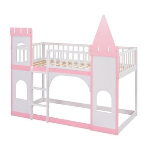 Cama litera tipo castillo rosa con escalera para niños - Product Image 5