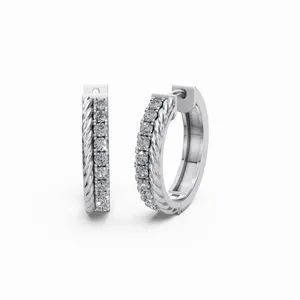 Pendientes de Aro con Trenzas de Diamantes de Rapunzel en Oro Blanco de 18K, 22 Piezas de Pendientes de Diamantes, Joyería Fina de Diamantes para Mujer - Product Image 3