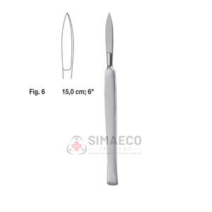 Cuchillo de disección Fig. Instrumento Quirúrgico de Acero Inoxidable Reutilizable y Esterilizable de 6 Pulgadas (15 cm) con Etiqueta Privada OEM - Product Image 4