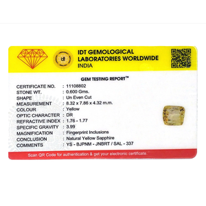 พลอยแซฟไฟร์สีเหลืองทรงรีขนาด 3 กะรัต สำหรับเครื่องประดับชั้นดี - Product Image 4
