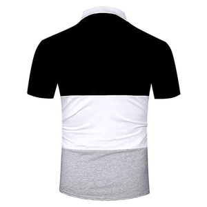 Polo de Manga Corta para Hombre, Diseño Color Block, Corte Regular, Tejido Casual, Color Sólido Negro, Blanco y Gris - Product Image 2