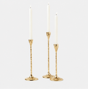 Juego de 3 Portavelas Cónicos de Latón Dorado Martillado de Lujo, Elegantes Candelabros de Metal para Decoración Moderna del Hogar - Product Image 5