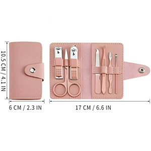 Kit de Manicura y Pedicura de 7 Piezas con Cortaúñas y Tijeras, con Bolsa de Cuero Colorida, Herramientas Profesionales para el Cuidado de las Uñas - Product Image 4