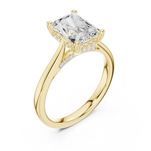Anillo de Compromiso de Lujo en Oro Amarillo con Moissanita de Corte Cojín para Mujer, Elegante Joyería Nupcial, Anillo con Halo Brillante - Product Image 1