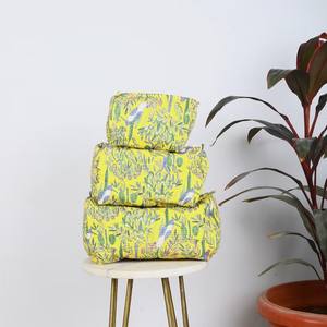 Juego de 3 Bolsas de Cosméticos Acolchadas con Estampado Floral de Moda Bohemia, con Cierre de Cremallera y Cadenas, Bolsas de Aseo de Algodón - Product Image 6