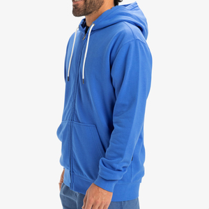 Nuevo Diseño 2026 Sudadera con Capucha Azul para Hombre, Cierre de Cremallera, Color Sólido, Felpa, Estilo Casual, Corte Regular, Otoño, Algodón, Tejido de Punto - Product Image 4
