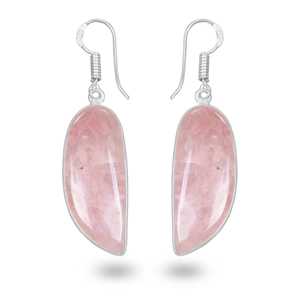 Boucles d'oreilles pendantes tendance en quartz rose de luxe pour femmes, bijoux bohèmes en pierres naturelles plaqués argent, pour fêtes et cadeaux, vente en gros - Product Image 2