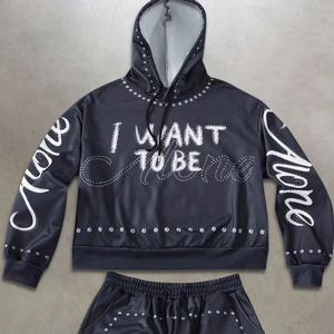 ชุดลำลองผู้ชาย เสื้อฮู้ดและกางเกงขายาวลายตัวอักษรสำหรับฤดูใบไม้ร่วง สีขาว ชุดเซ็ต 2 ชิ้น - Product Image 6