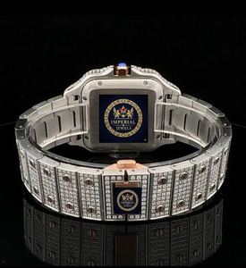 Montre mécanique en acier inoxydable avec cadran carré, analogique, style hip-hop, 42 mm, bracelet à fermoir pliant, luxe unisexe, GPS, Imperial Jewels Moissanite - Product Image 2