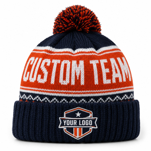 Fabricante de Gorros de Punto Personalizados al por Mayor, Gorros de Invierno de Marca Privada con Pompón y Borde Plegado - Product Image 1