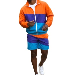Windbreaker Summer Suit Customized Printed Logo Zip-Up Stand Retro Men's Color Block Nylon Waterproof Breathable - Product Image 5